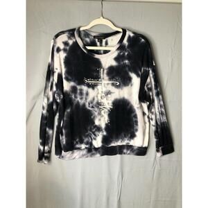 Nouvida Thin Sweatshirt Black & White Tie Dye Cross Size Large Made in USA